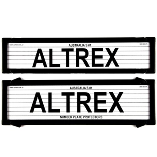 Altrex Number Plate Protectors Premium Black Lined W Swing Clip *NSW SA plates* 6LP