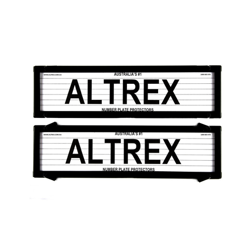 Altrex Number Plate Protector Covers - Premium Dual Back Black With Lines 6LPDB *check plate size*
