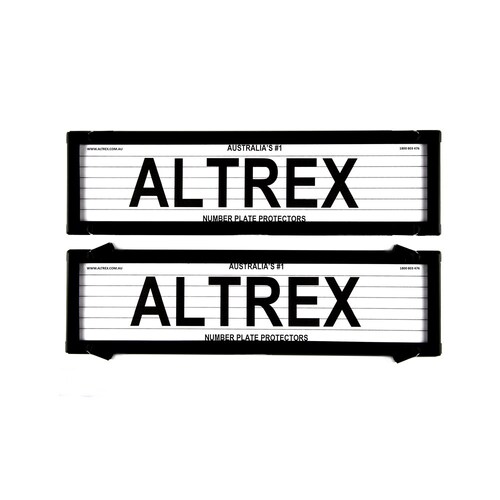 Altrex Number Plate Protector Covers - Premium Dual Back Black With Lines (372X107Mm & 6LPDB)