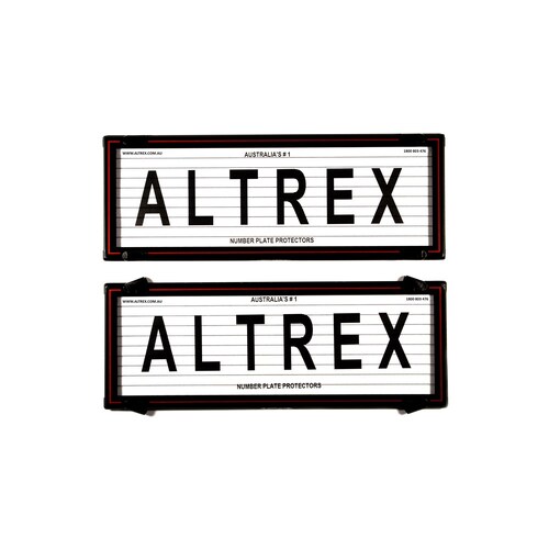 Altrex Number Plate Protector Covers - Standard Size Black Border With Red Insert And Lines 6LR *check plate size*