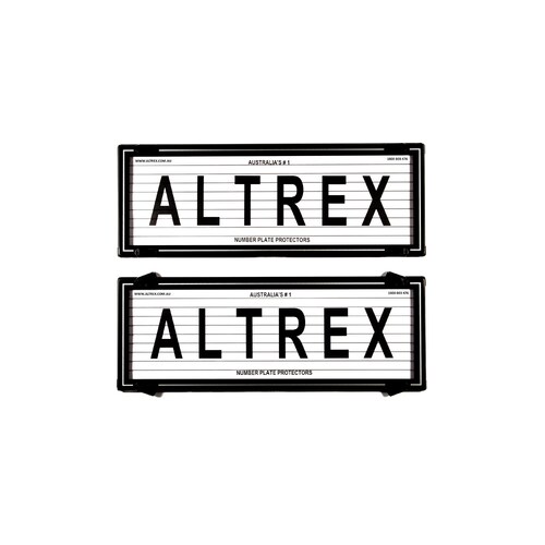 Altrex Number Plate Protector Covers - Standard Size Black Border With Silver Insert And Lines 6LS *check plate size*