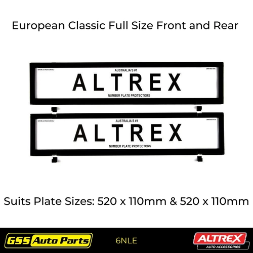 Altrex Number Plate Protector Covers 6NLE Black European Classic Full Size
