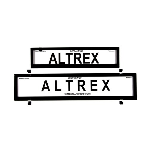 Altrex Number Plate Protector Covers - European Premium Combination Black Without Lines (372X84Mm & 520X110Mm) 6NLEP
