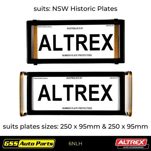 Altrex Number Plate Protector Covers NSW Historic Black 250x95mm 6NLH