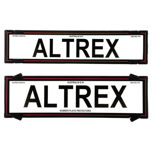 Altrex Number Plate Protectors Premium Black No Lines Red Border *nsw Sa Plates* 6NLPR *check plate size*