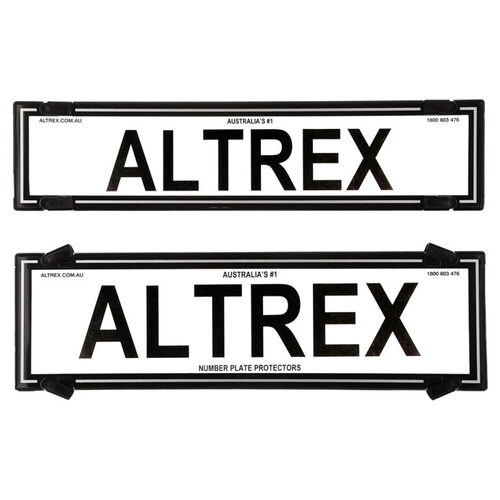 Altrex Number Plate Protectors Premium Black No Line Silver Border 6NLPS *check plate size*