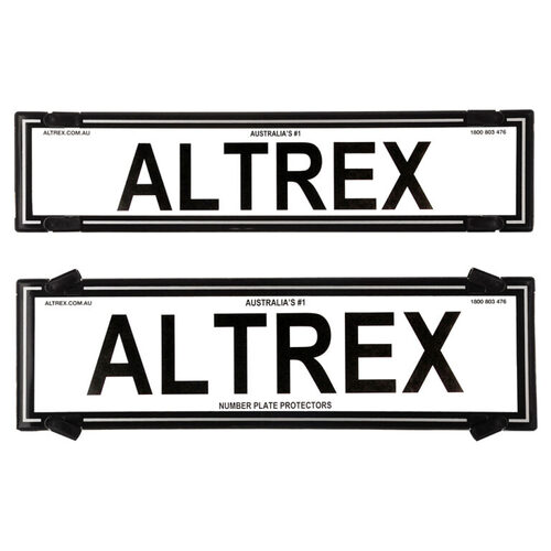 Altrex Number Plate Protectors Premium Black No Line Silver Border 6NLPS 