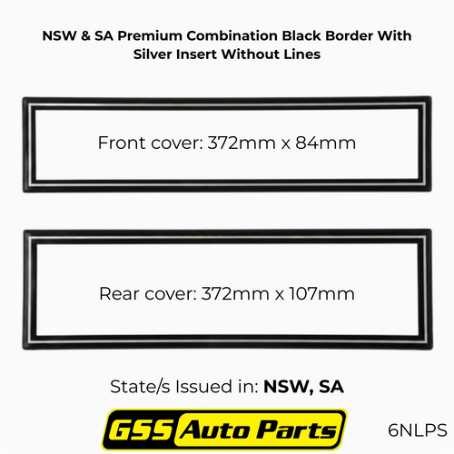 Altrex Number Plate Protectors Premium Black No Lines Silver Border 6NLPS 372x84mm/372x107mm