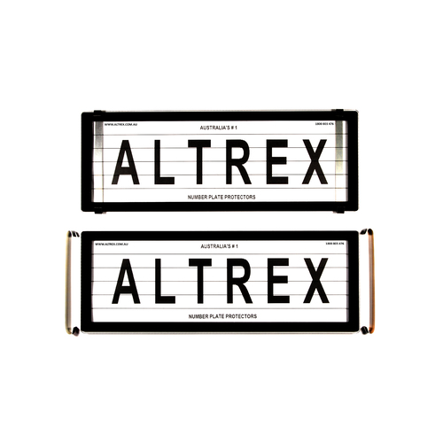 Altrex Number Plate Protectors - Advanced 6 Figure Black Lined W Metal Clip 6OLC *check plate size*