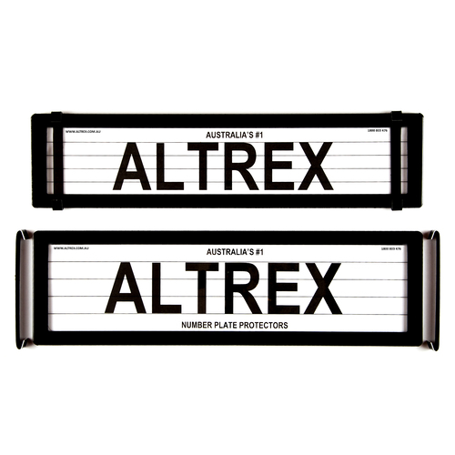 Altrex Number Plate Protectors - Advanced Premium Black Lined W Metal Clip 6OLPC 