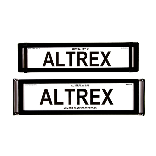 Altrex Number Plate Protectors - Advanced Premium Black No Lines W Metal Clip 6ONLPC *check plate size*