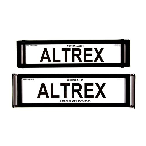 Altrex Number Plate Protectors - Advanced Premium Black No Lines W Metal Clip 6ONLPC