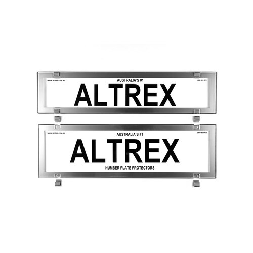 Altrex Number Plate Protector Covers - Premium Combination Chrome Style Without Lines (372X84Mm & 372X107Mm) 6PCC