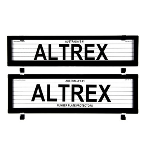 Altrex Number Plate Protector Covers - Slimline Black With Lines 372x84mm & 372x107mm 6PCL