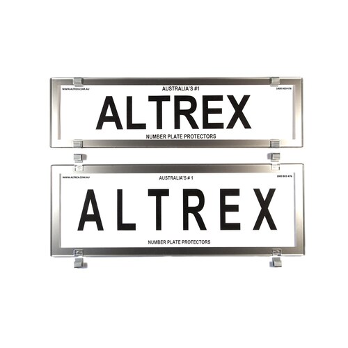 Altrex Number Plate Protector Covers - Slimline Combination Chrome Style Without Lines (372X100Mm & 372X134Mm) 6QCC