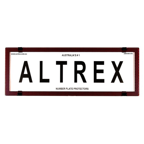 Altrex Number Plate Protector Covers - Standard Size Red Carbon Fibre Without Line 6SER *check plate size*