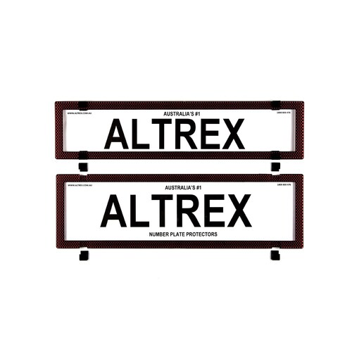 Altrex Number Plate Protector Covers - Premium/Slimline Red Carbon Fibre Without Lines 6SERP *check plate size*