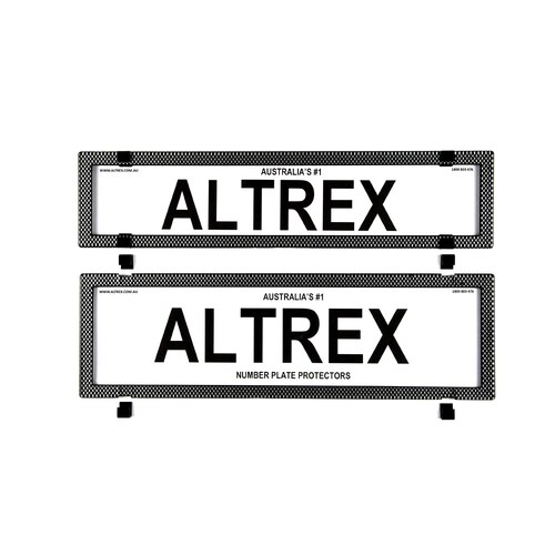 Altrex Number Plate Protector Covers - Premium/Slimline Silver Carbon Fibre Without Lines 6SESP *check plate size*