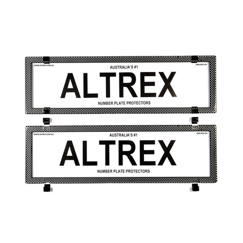 Altrex Number Plate Protector Covers - Dual Slimline Silver Carbon Fibre Without Lines 6SESV *check plate size*