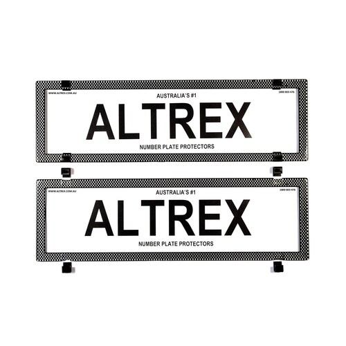 Altrex Number Plate Protector Covers - Dual Slimline Silver Carbon Fibre Without Lines (372X100Mm & 6SESV)