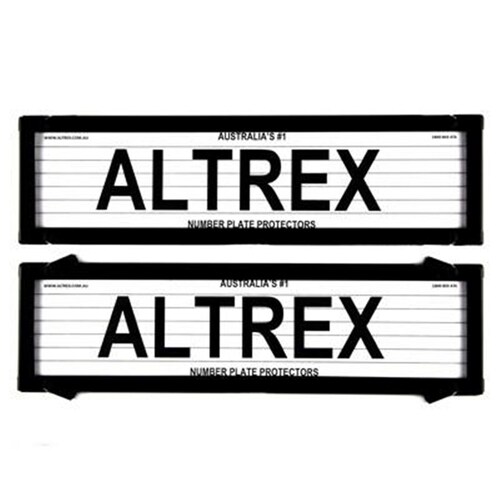 Altrex Number Plate Protector Covers - Dual Slimline Black With Lines (372X100Mm & 6VSL)