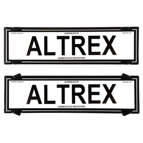 Altrex Number Plate Protectors Slimline Black No Line Silver Border 6VSNLS *check plate size*