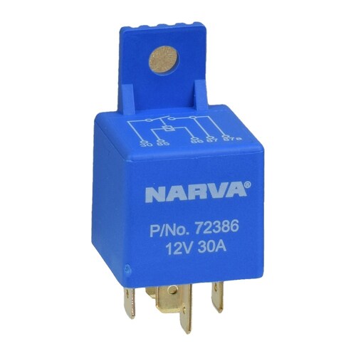 Narva 12V 30A 5 Pin Mini Relay with Resistor - 72386BL