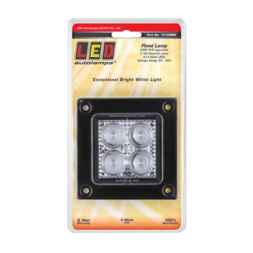 LED Auto Lamps Ledautol Flood Reverse Lamp Recessed Mount Black - 73120BM