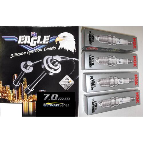 Eagle 7mm Ignition Leads & 4 Ngk Platinum Spark Plugs 74798-0-BKR6EQUP