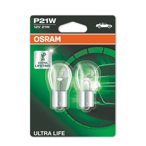 Osram Globes (pk 2) Bayonet Ba15s 12v 21w 7506ult-02b