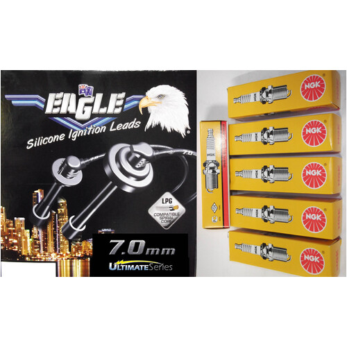 Eagle 7mm Ignition Leads & 6 Ngk Standard Spark Plugs 76122-0-BKUR6ET-10