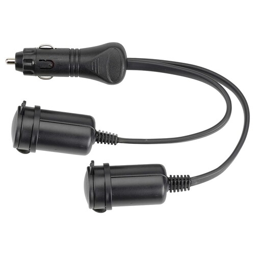 Narva Heavy-Duty Adaptor Cigarette Lighter Plug to Twin Accessory Sockets - 81033BL