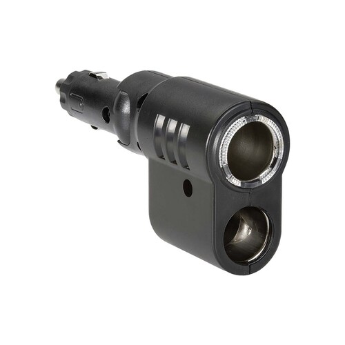 Narva Cigarette Lighter Plug with Adjustable Twin Accessory Sockets and Lighter Fixture - 81044BL