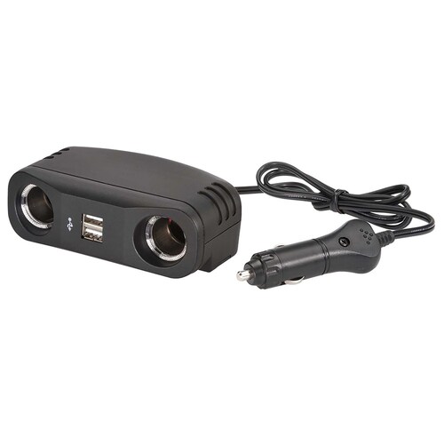 Narva Cigarette Lighter Plug with Extended Lead, Accessory Sockets and USB Sockets - 81052BL