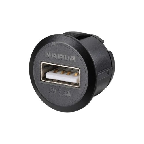 Narva Heavy Duty 2.4A Flush Mount USB Socket - 81100BL
