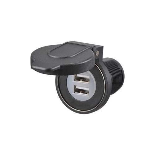 Narva Heavy Duty Dual USB Socket with Magnetic Dust Cover - 81108BL