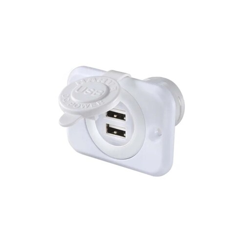 Narva Heavy Duty Dual USB Socket White - 81134WBL