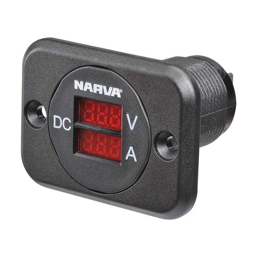 Narva 12/24V DC LED Volt and Amp Meter - 81138BL