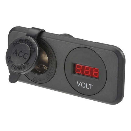 Narva Heavy-Duty Accessory Socket and 12/24V DC LED Volt Meter - 81145BL