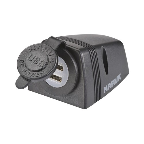 Narva Heavy-Duty Surface Mount Dual USB Socket 81154BL