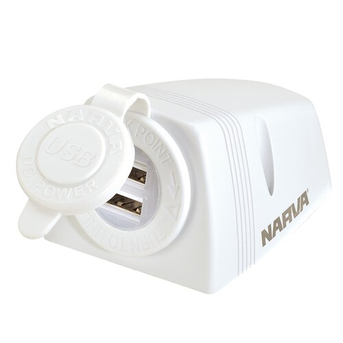 Narva Heavy-Duty Surface Mount Dual USB Socket - 81154WBL