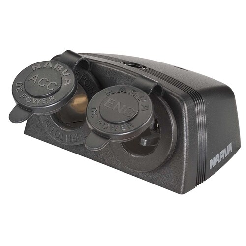 Narva Heavy-Duty Twin Surface Mount Accessory Engel Type Sockets - 81165BL