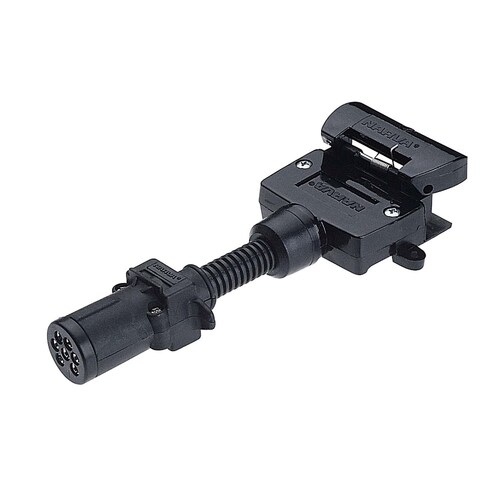 Narva 7 Pin Small Round Socket to 7 Pin Flat Plug Trailer Adapter - 82215BL