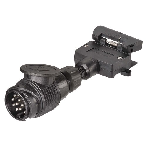 Narva 13 Pin Euro Round Socket to 7 Pin Large Flat Plug Trailer Adapter - 82285BL