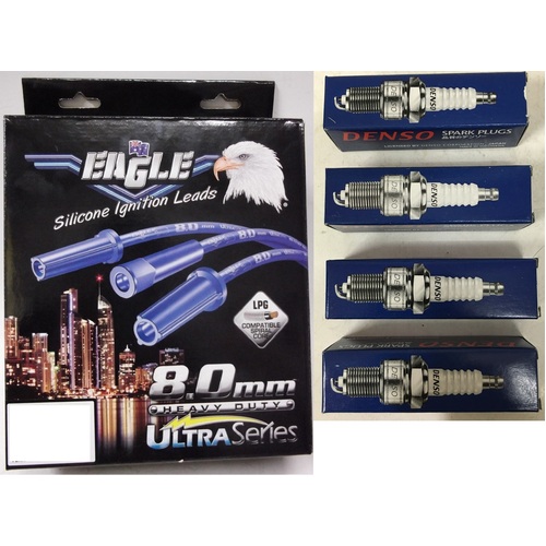 Eagle 8mm Ignition Leads & 4 Denso Spark Plugs 84210HD-W20EPR-U11