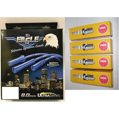 Eagle 8mm Ignition Leads & 4 Ngk Spark Plugs 84518HD-BKR6E-11