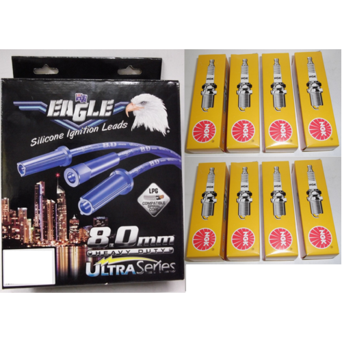  Eagle 8mm Ignition Leads & 8 NGK Spark Plugs 8803HD BP5HS   suits Leyland P76 4.4L V8