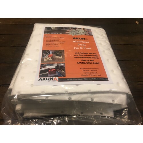 Akuna Absorbent Pads for Oil & Fuel Spills Pack 4 Pads AK1320AP