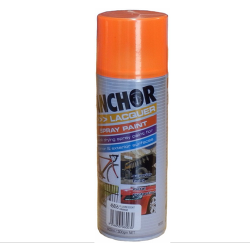 Anchor Lacquer Spray Paint Fluorescent Orange 300g Aerosol 45655