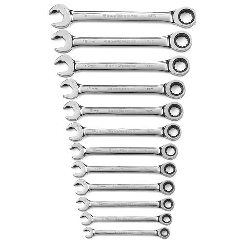 GEARWRENCH 12 Pc. 12 Point Open End Ratcheting Metric Wrench Set 85597 85597